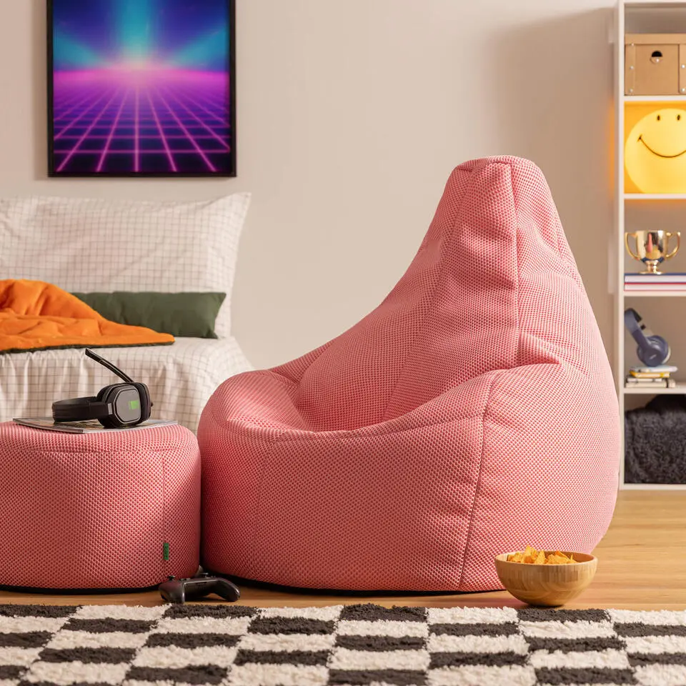 icon - Dalton XL Zitzak Fauteuil met Poef - Gaming - Roze