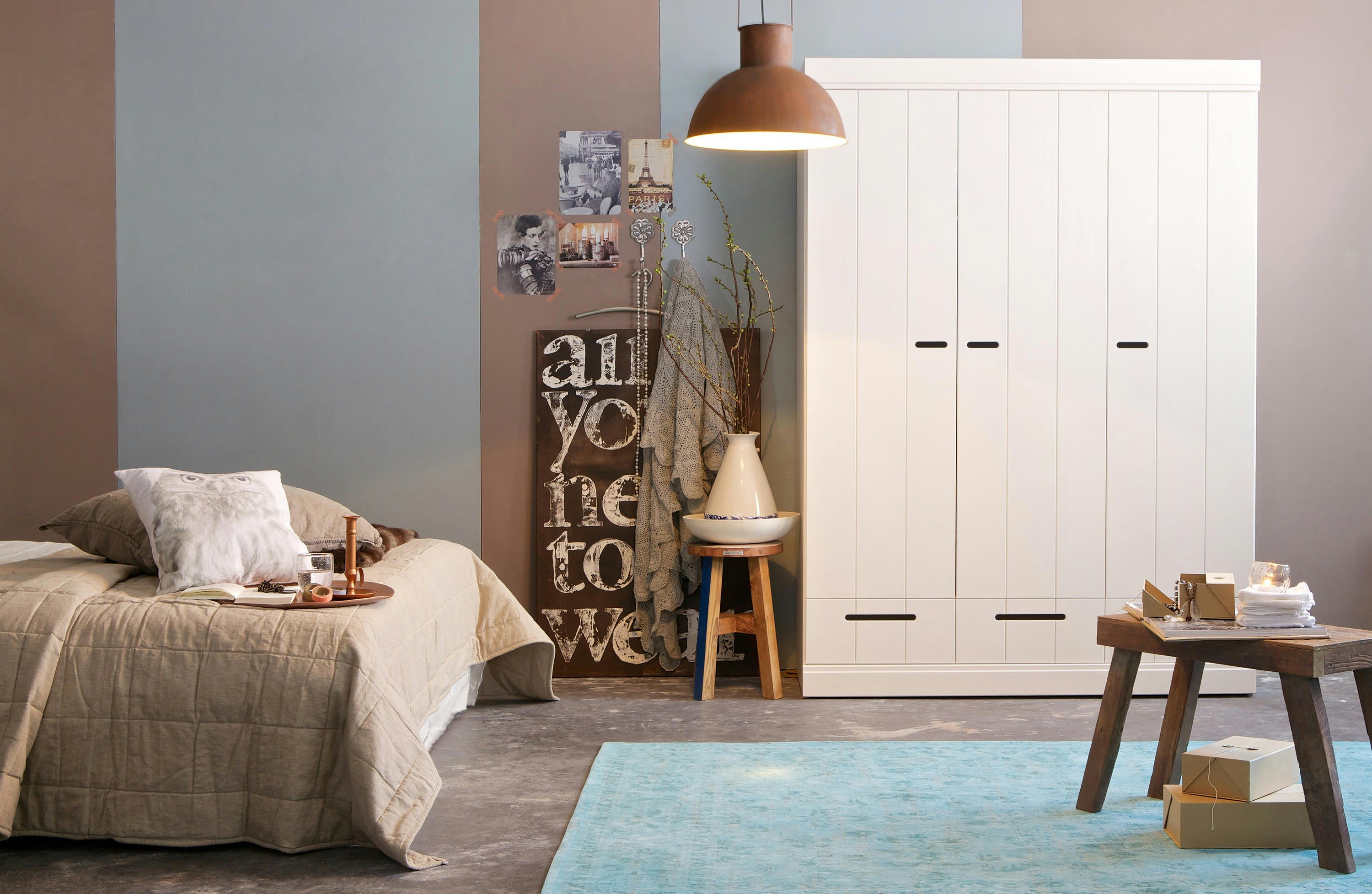 CONNECT - Armoire 3 portes et 3 tiroirs en bois blanc