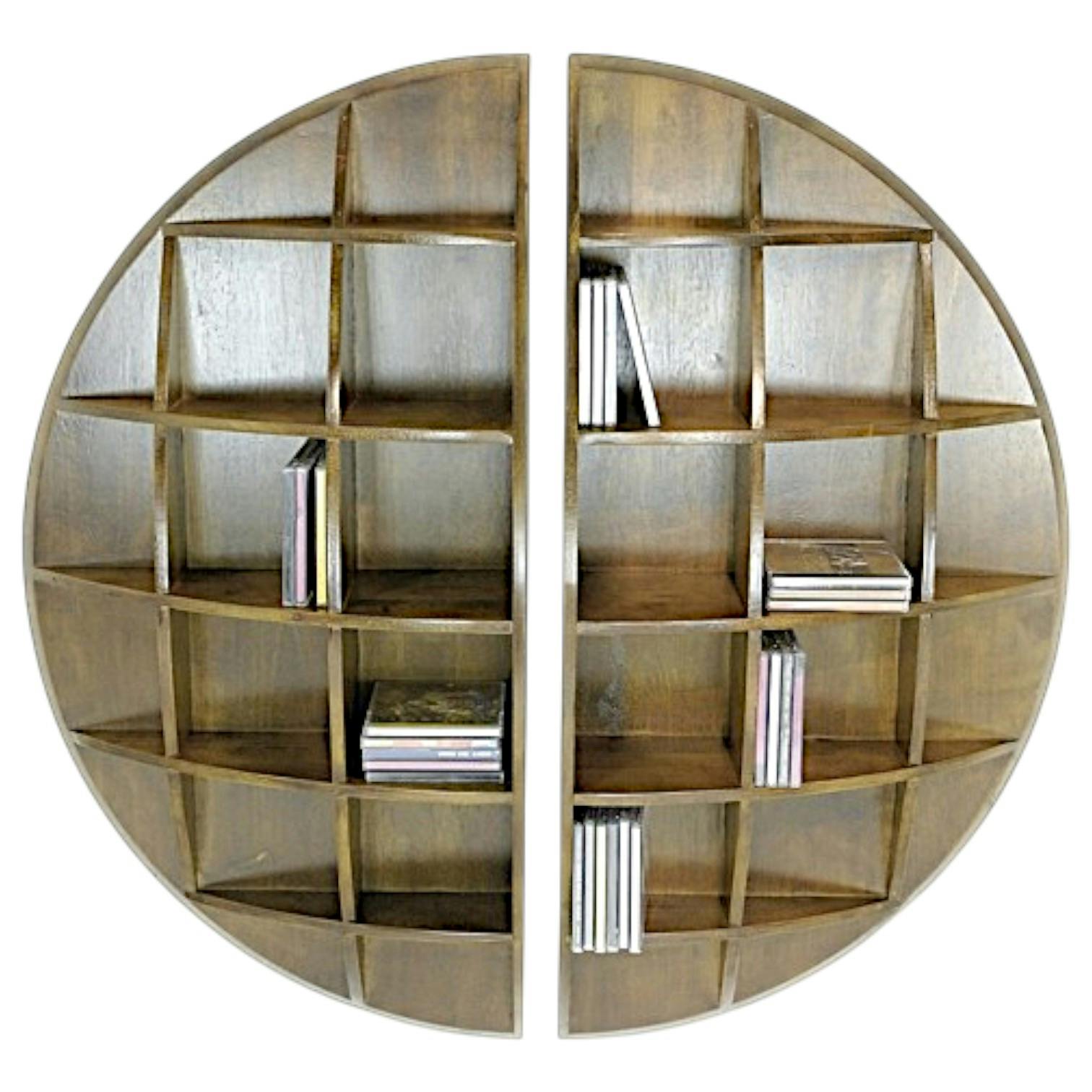 Lot de 2 étagères murales demi cercle hévéa 48,6x20x97,2cm MAORI