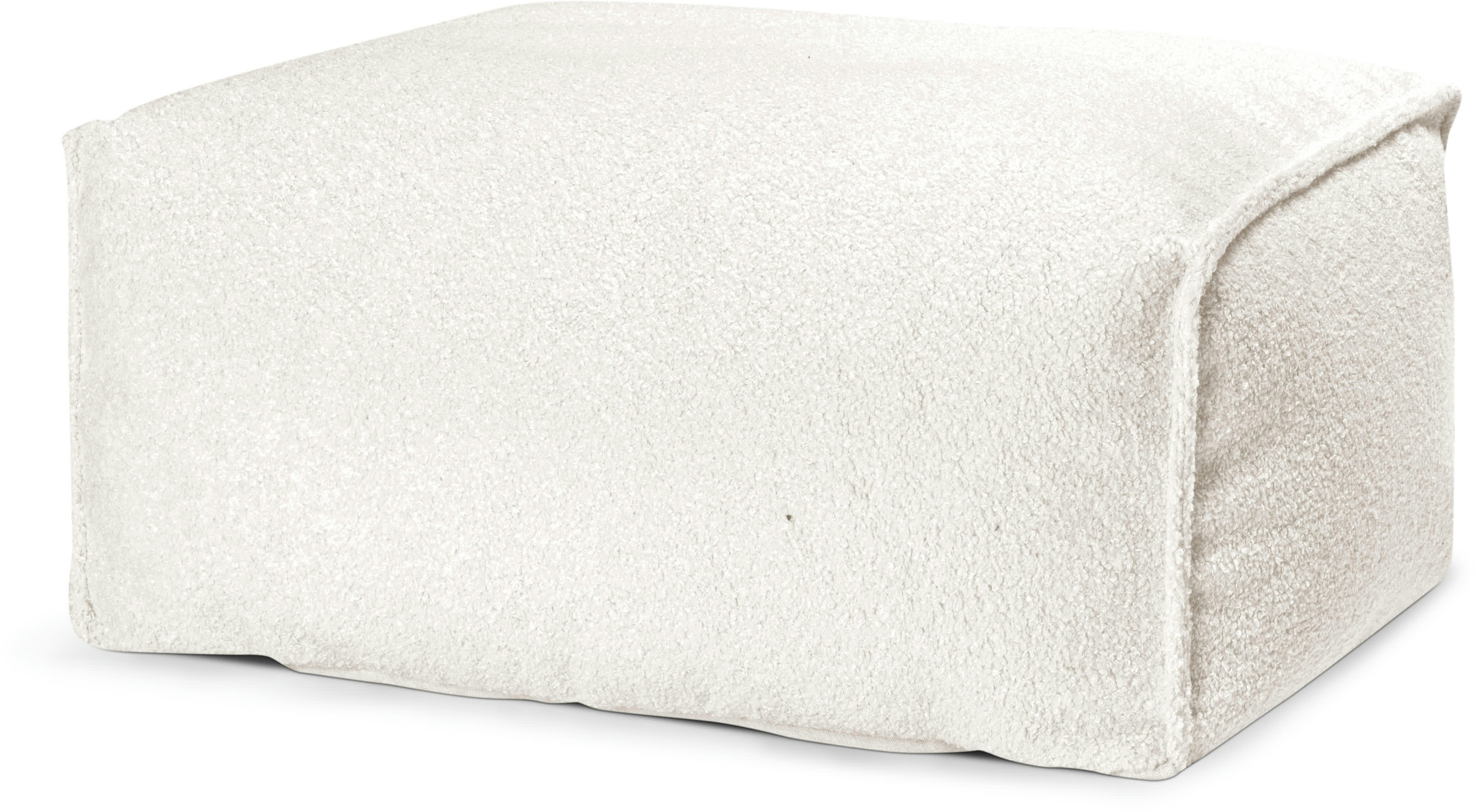 WOOLY - Pouf repose pied carré fourrure douce beige 55x65x35cm