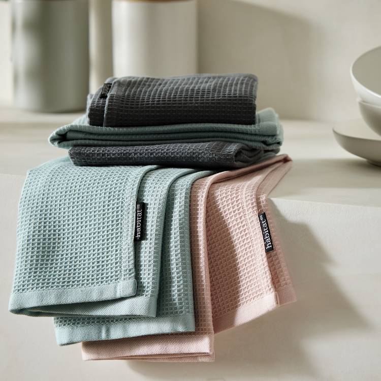 Habitat Waffle Pack of 5 Tea Towel - Multicolour