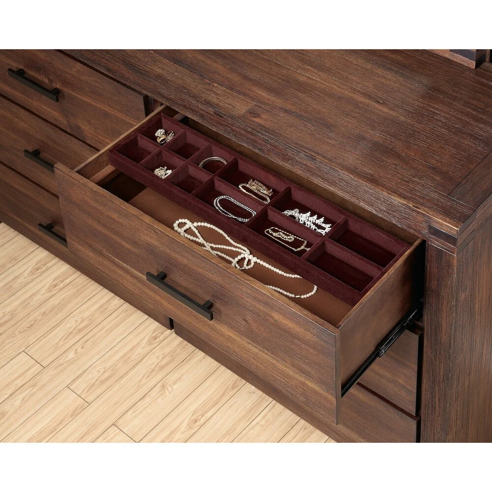 Lancashire Rustic Wire-brushed Cinnamon 5-piece Bedroom Set