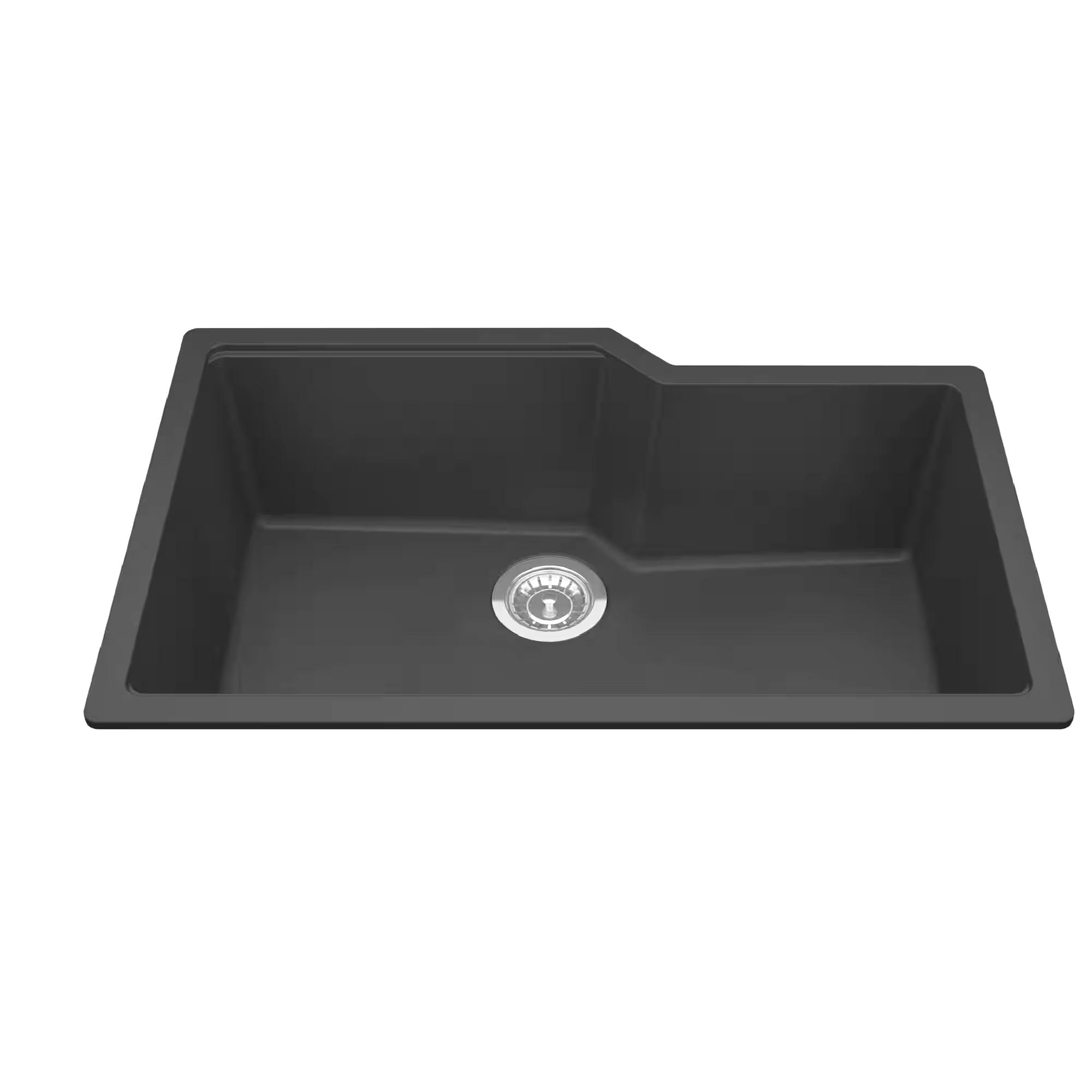 Kindred Urban Undermount Granite Single Bowl Kitchen Sink, 30.69-in x 19.69-in x 9.06-in, Matte Black