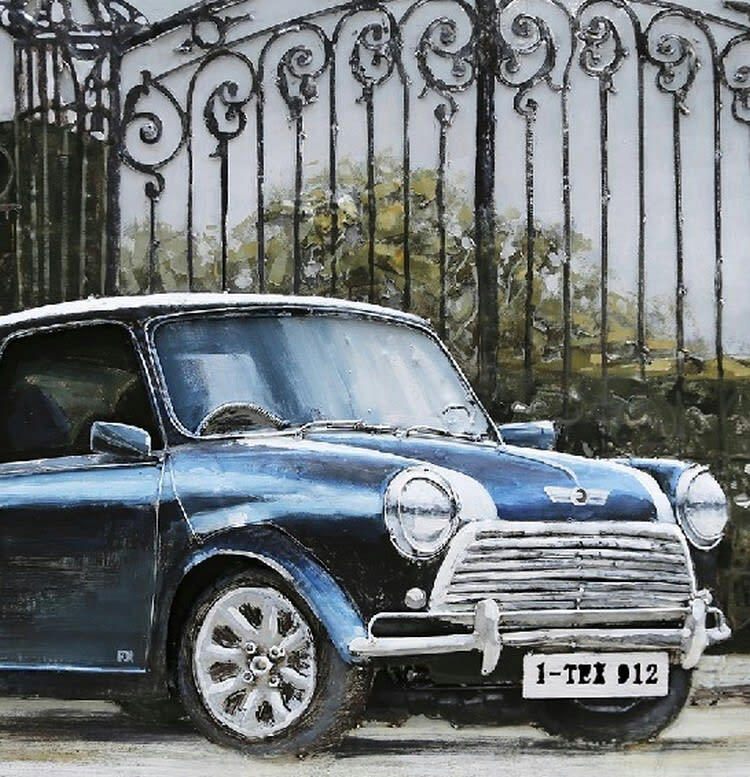 MÉTAL BRASS - Tableau relief en métal mini bleue 120x80