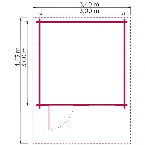 Gartenhaus »44-015«, BxT: 300x300 cm, unbehandelte Fichte