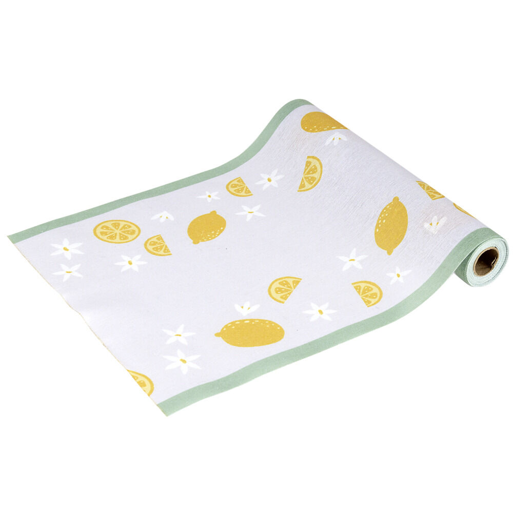 Chemin de table polycoton motif citron 28x300cm