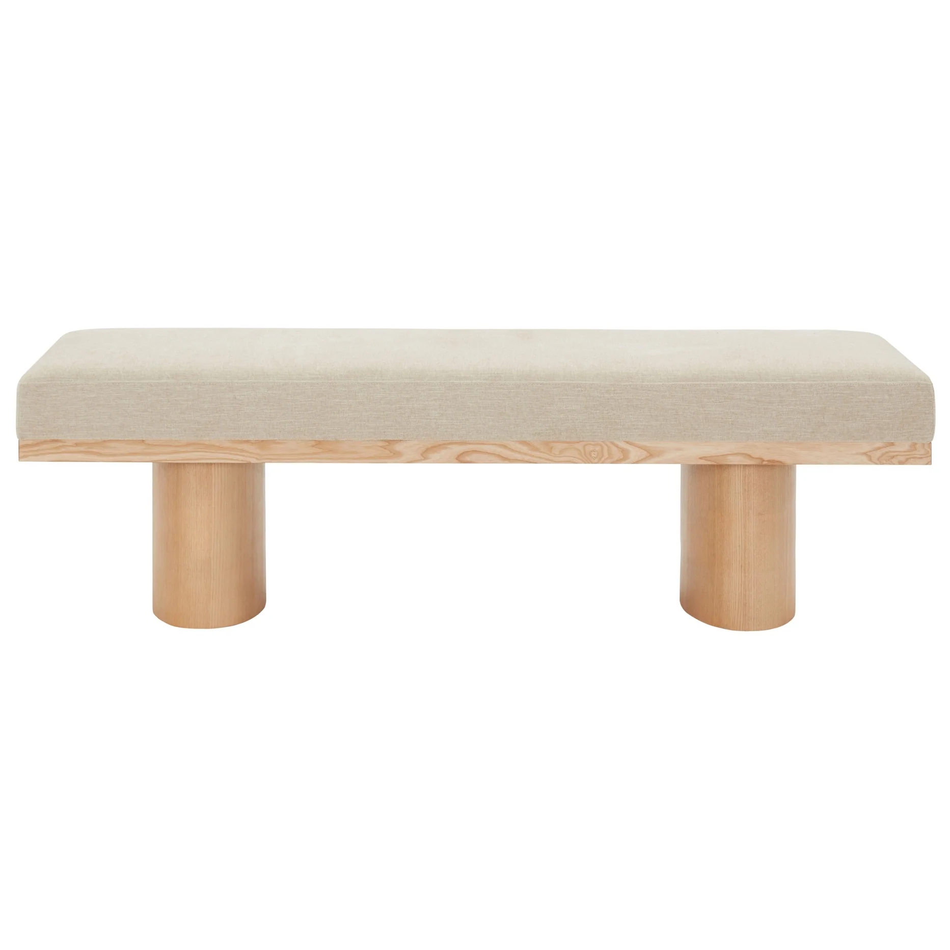 SAFAVIEH Couture Maribelle Linen And Wood Bench - 62W x 20D x 19H