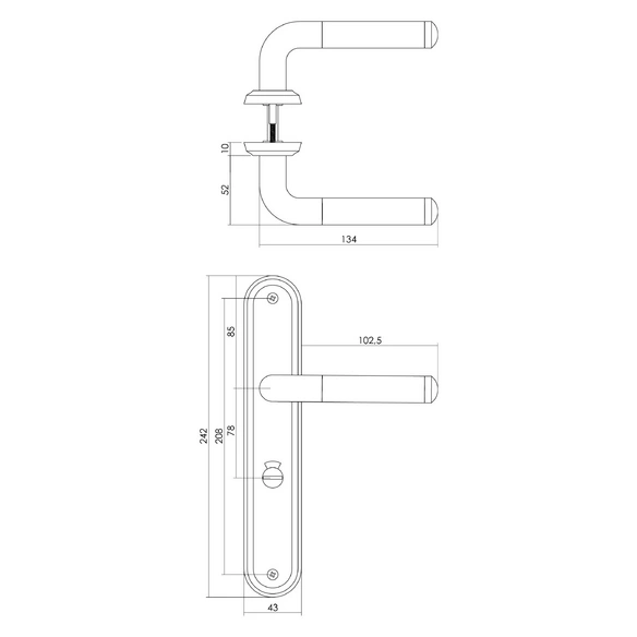 Türdrücker »Agatha«, 242x43x10 mm WC788 mm