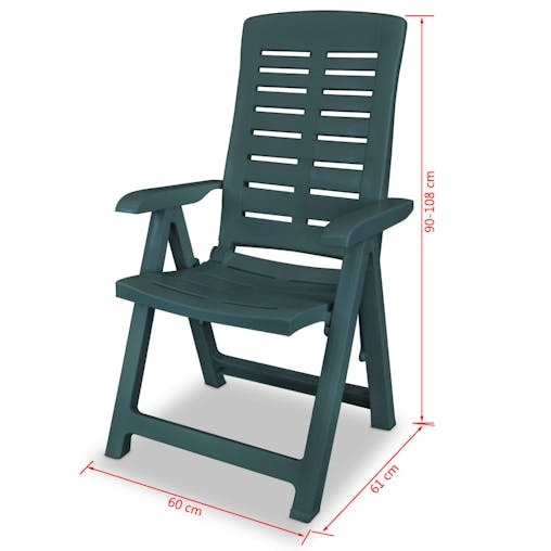 NNEVL Reclining Garden Chairs 6 pcs Plastic Green