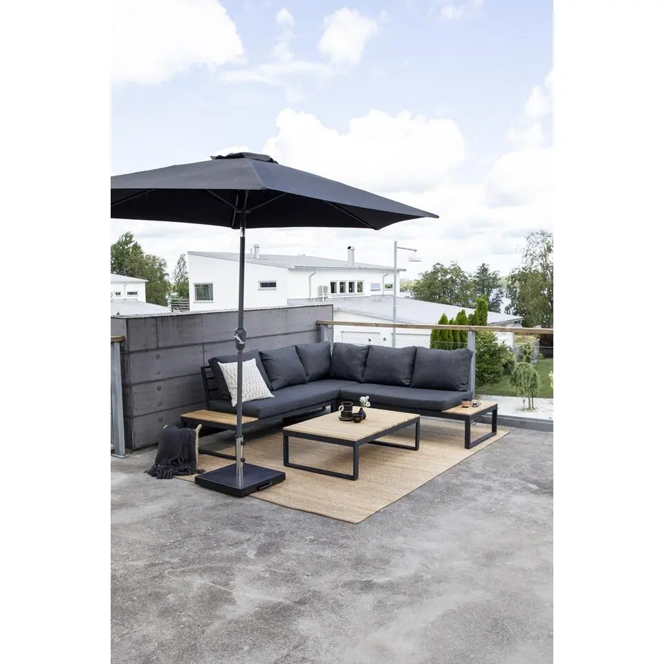 Nest outdoor Arvin 2 delige tuin loungeset donkergrijs - met zitkussens