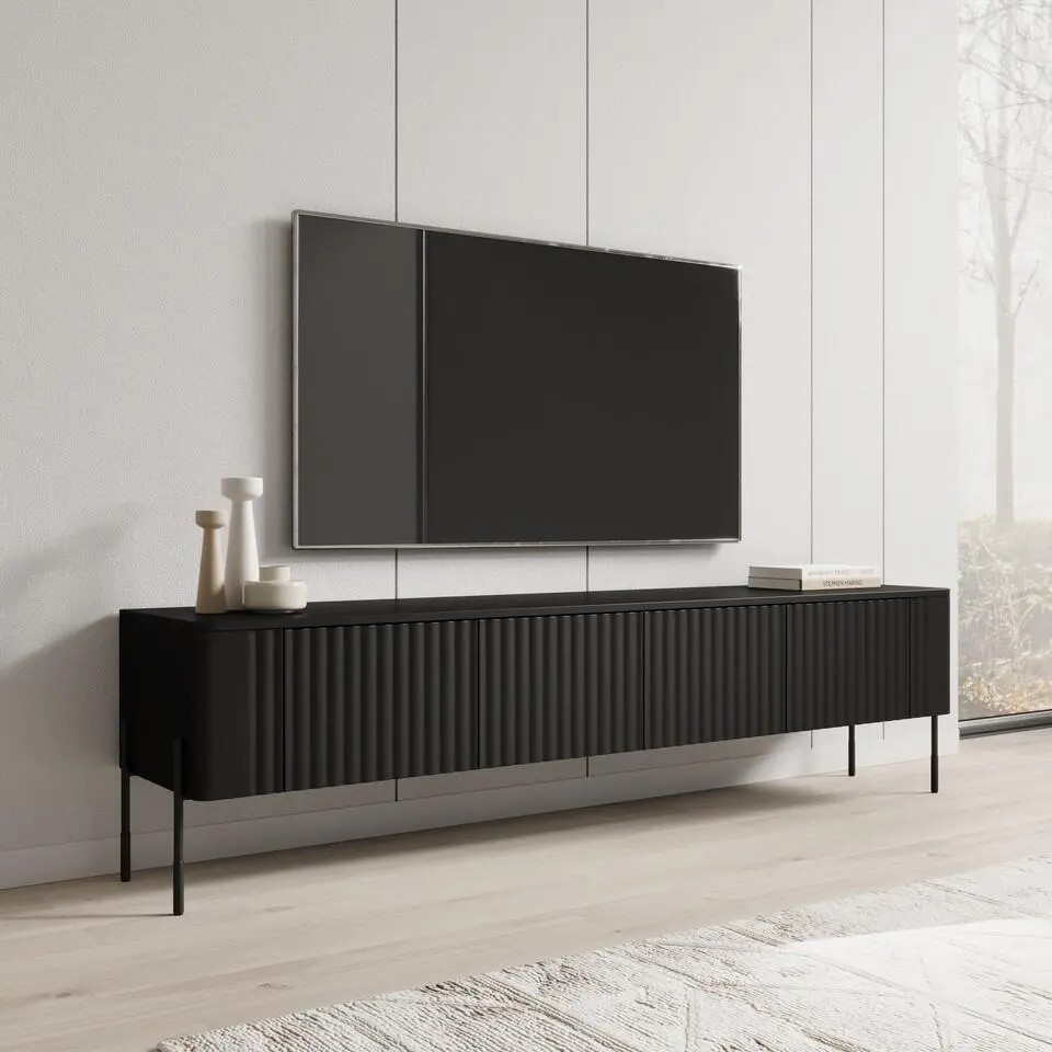 Meubella - Vivi - TV-Meubel - Zwart - 190 cm