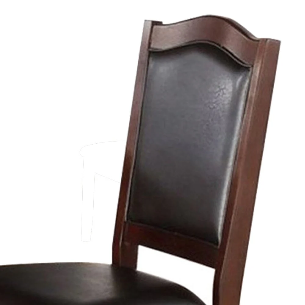 Contemporary Rubber Wood Dining Chair, Set Of 2, Brown And Black