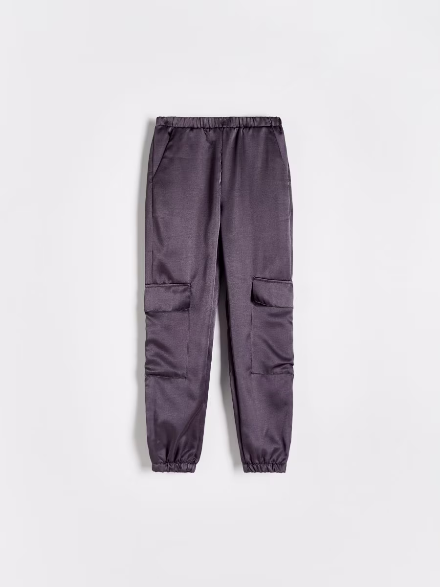 Fabric Cargo Trousers With Sheen