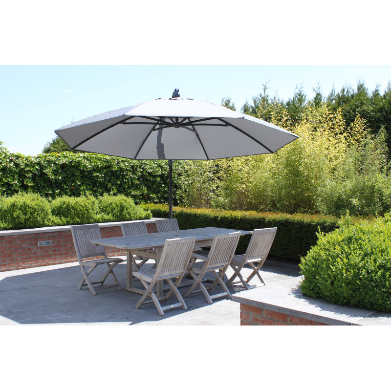 Parasol déporté et inclinable Easy Sun gris clair Ø 375 cm SUNGARDEN