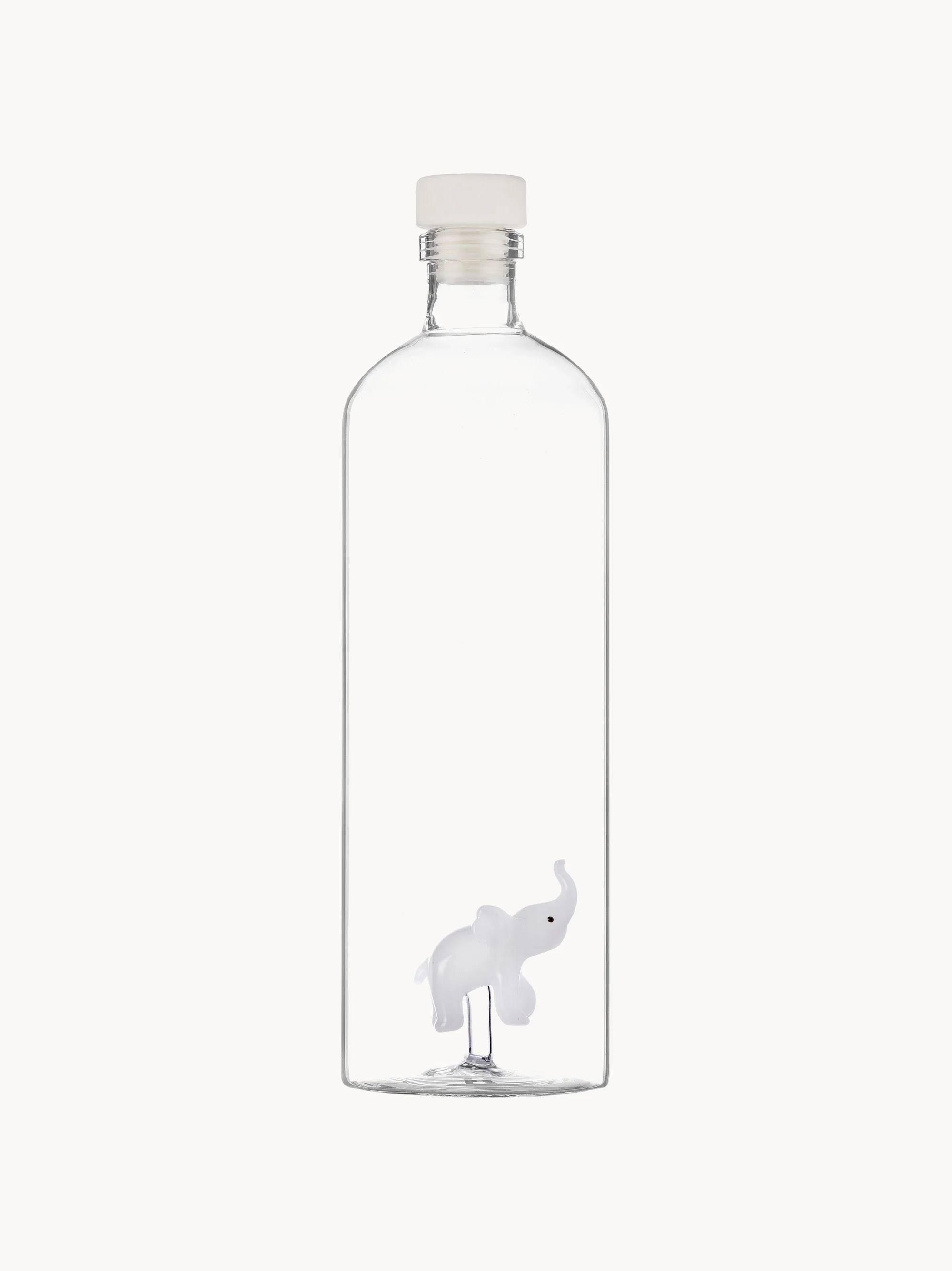 Handgefertigte Borosilikatglas-Karaffe White Elephant
