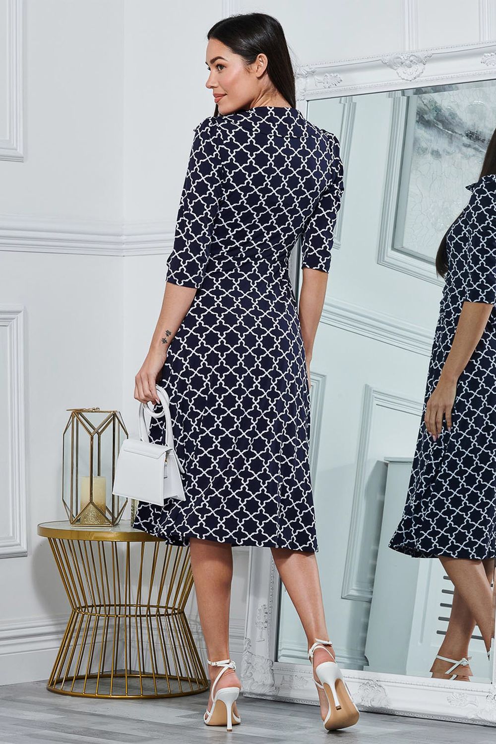Jolie Moi Sylvie Wrap Collar Dress