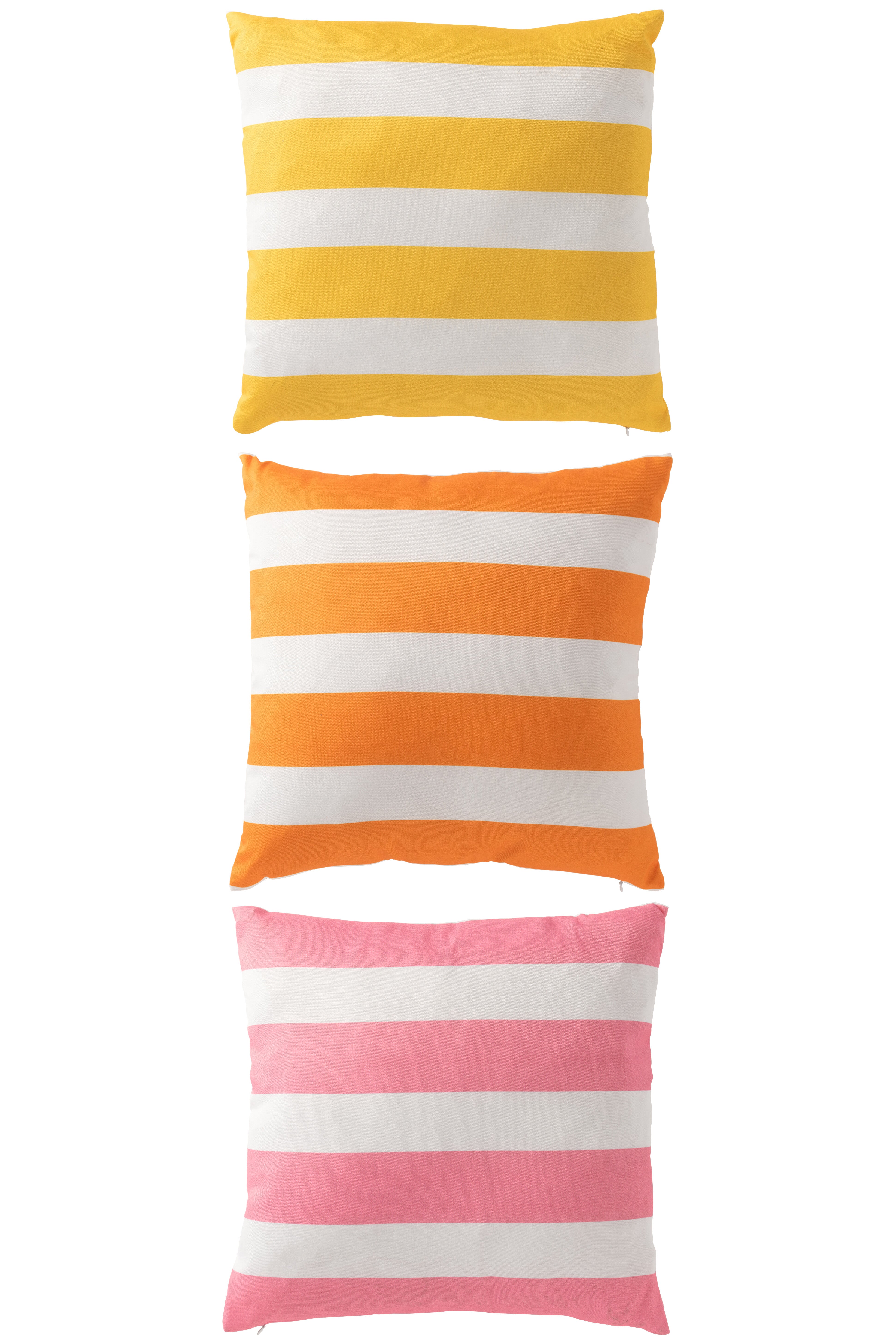 J-Line kussen Buiten Vierkant Gestreept - polyester - mix - set van 3