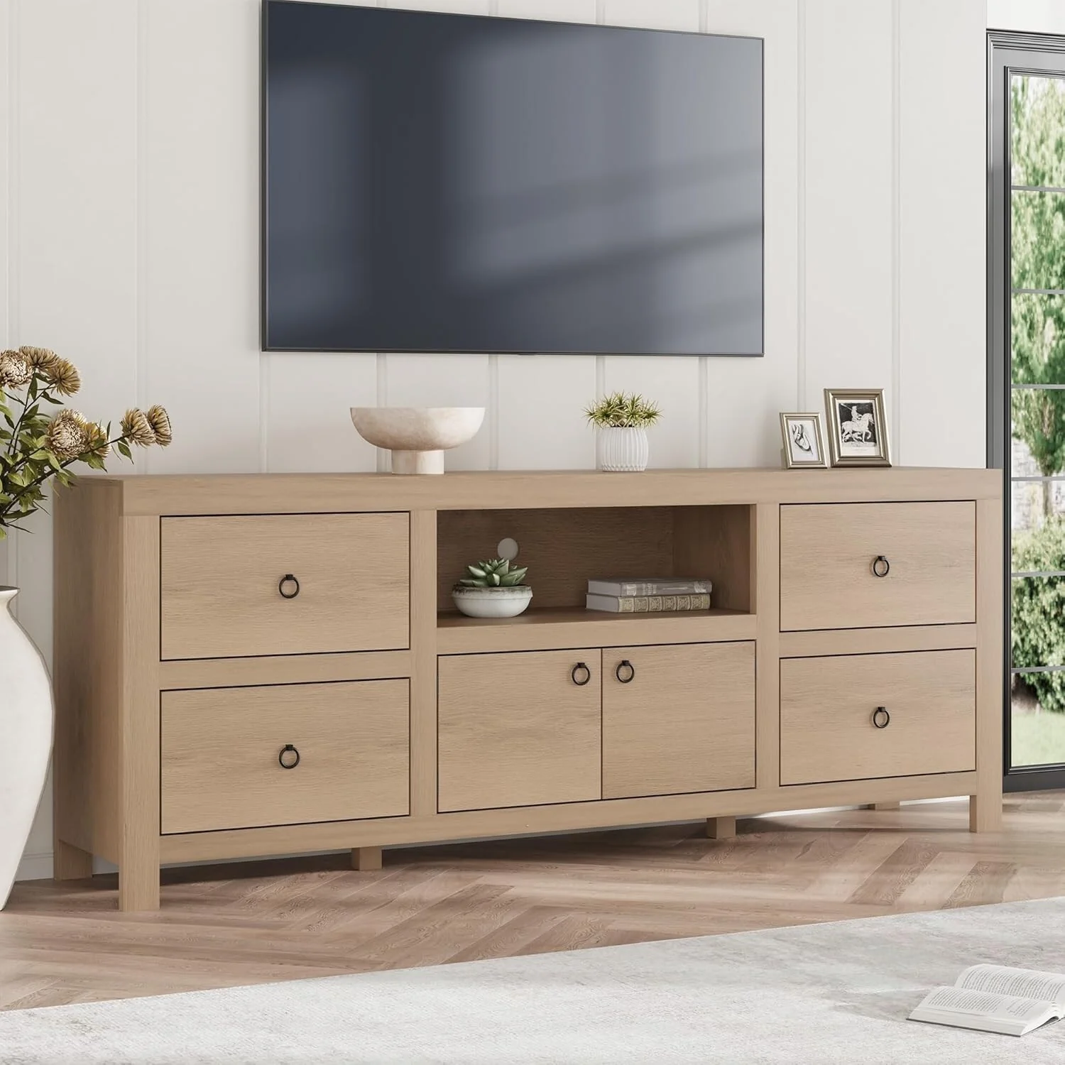 Farmhouse TV Stand for 80 Inch TVs 70 Entertainment Center Television Consoles Stands