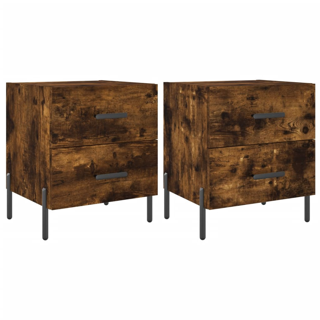 2x Szafka Nocna Stolik Komoda Brązowa z Szufladą Do Sypialni 40x35x47,5 cm