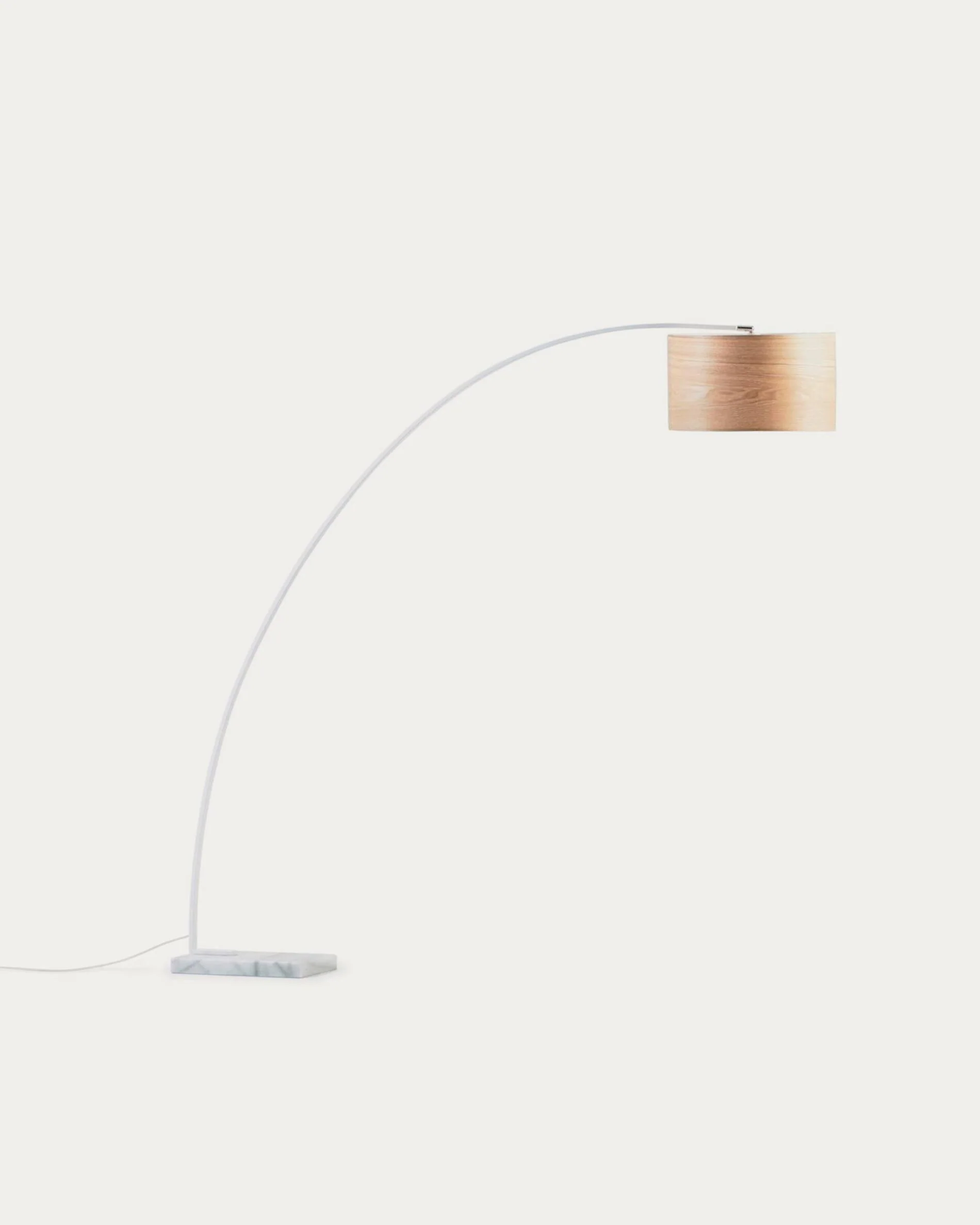 Juhe ash veneer floor lamp in white steel and marble