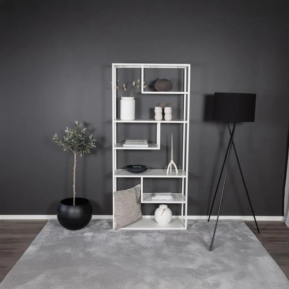 Wandkast Wit Staal - 85x35x190cm - Staal