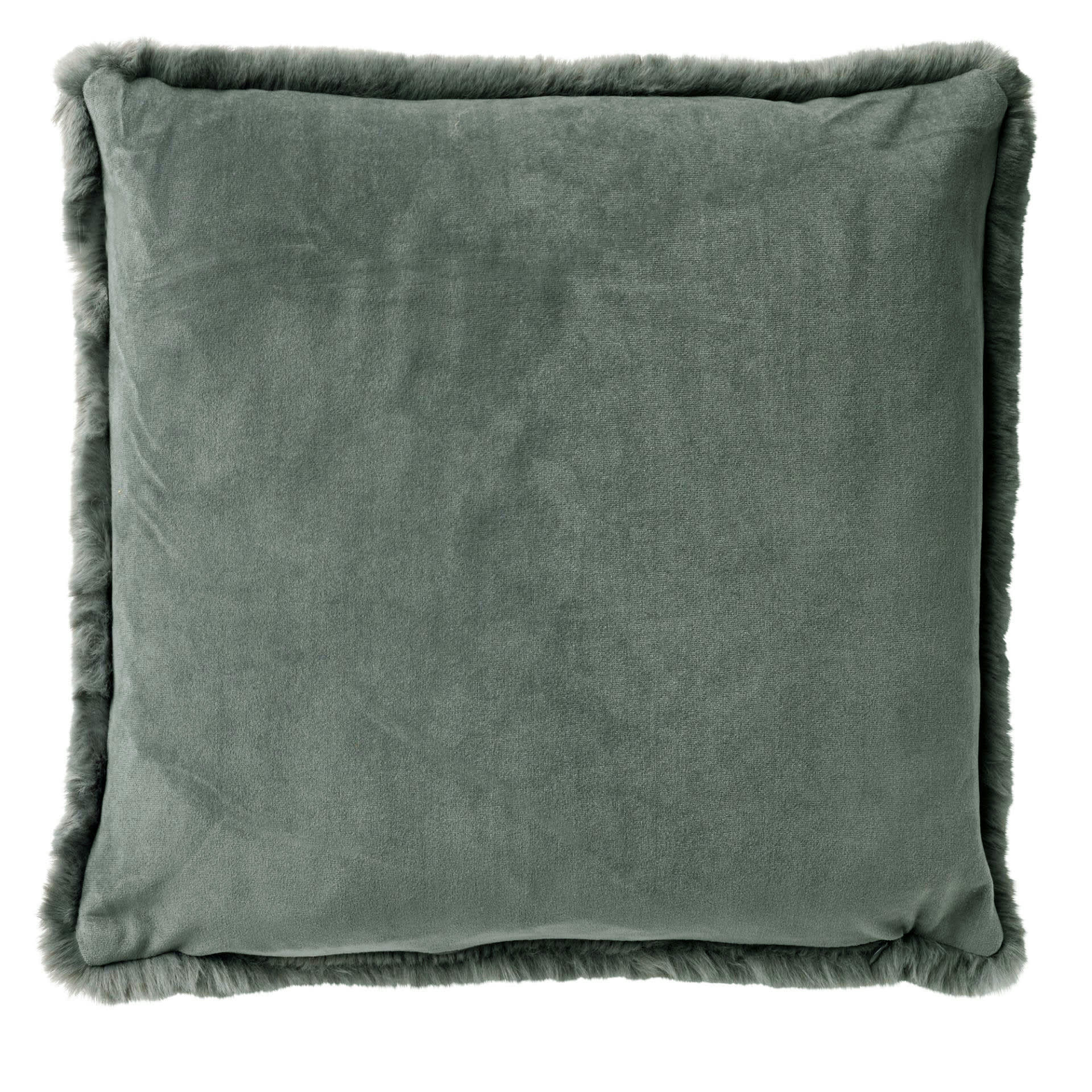 ZAYA - Housse de coussin gris fausse fourrure-45x45 cm uni