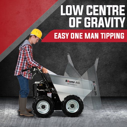 NNEMB 6.5HP Mini Dumper Power Barrow Petrol-Powered with Galvanised Bucket