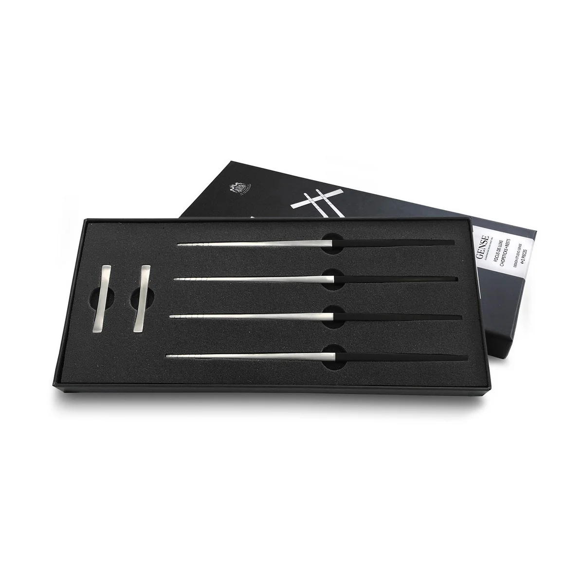 Gense - Focus de Luxe Essstäbchen, 23 cm, schwarz / matter Stahl (6-tlg.)