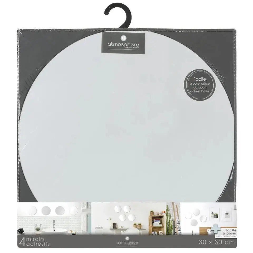 5Five Plak spiegels tegels - 4x stuks - zelfklevend - 30 x 30 cm