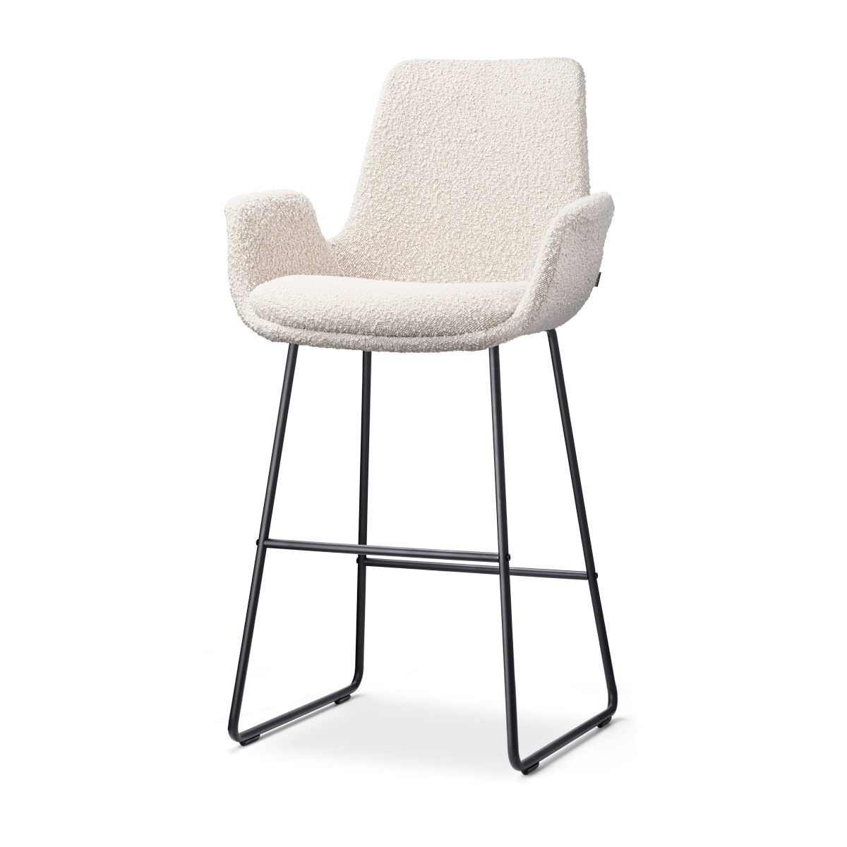 Nolon Nino-Eef Barkruk Bouclé Beige - met Armleuning - Zwart - 65 cm