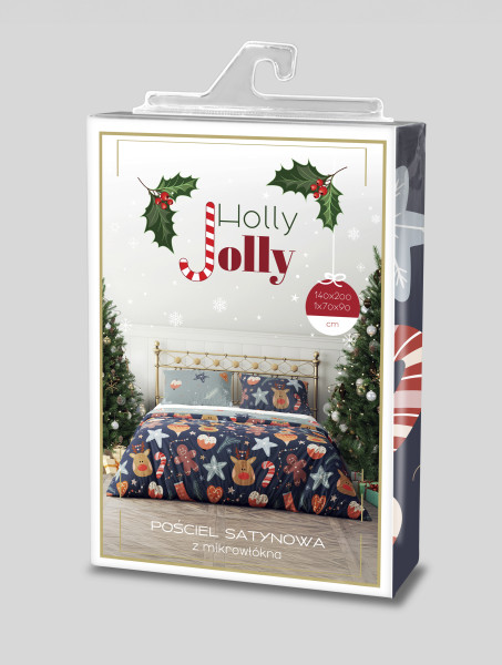 Komplet pościeli świątecznej 140x200 HOLLY JOLLY pierniczki