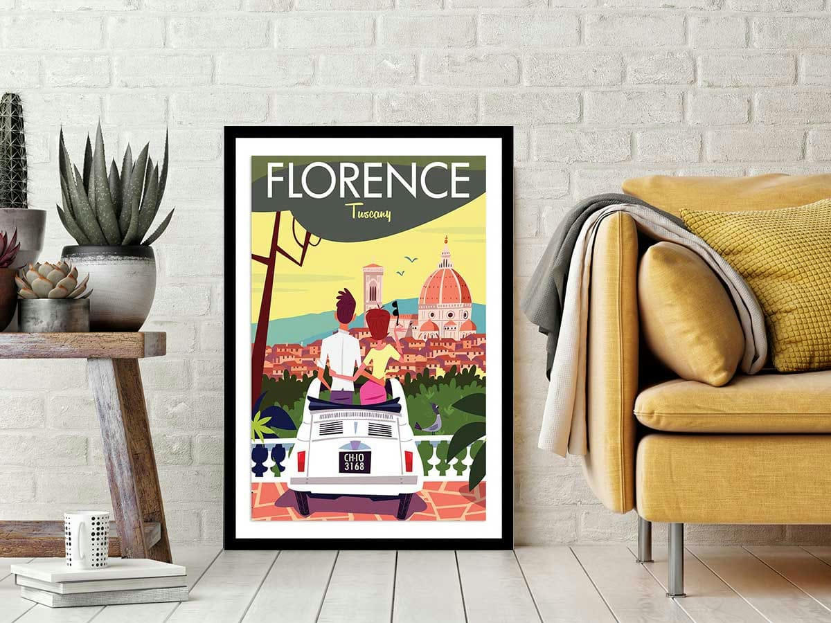 - Affiche voyage à florence avec cadre noir 60x90cm