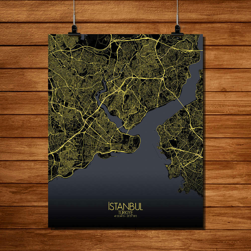 - Affiche Istanbul Carte Nuit 40x50