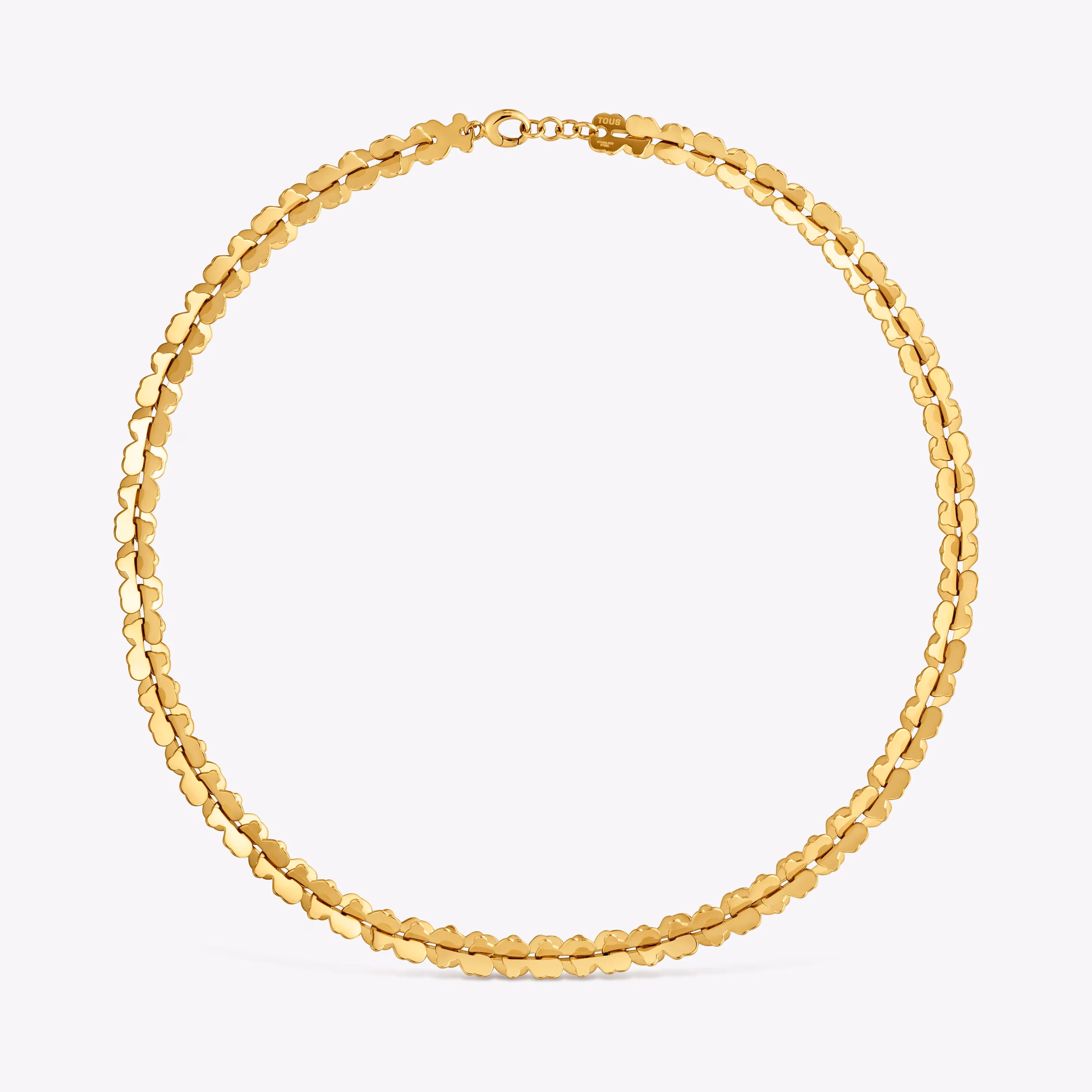 Collar corto de acero en color dorado con motivos oso Carrusel