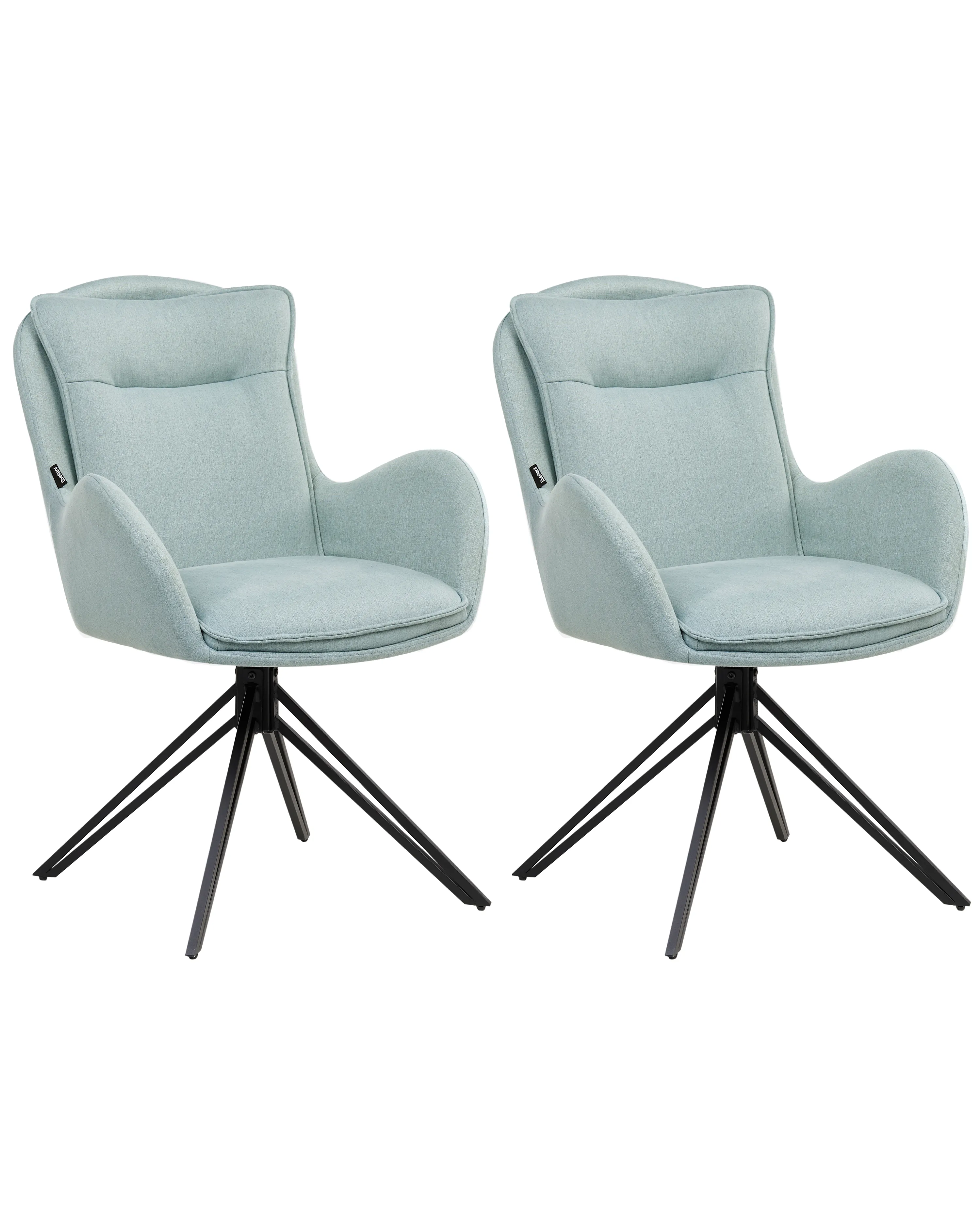 Set of 2 Dining Chairs Swivel AVELAR Fabric Light Blue