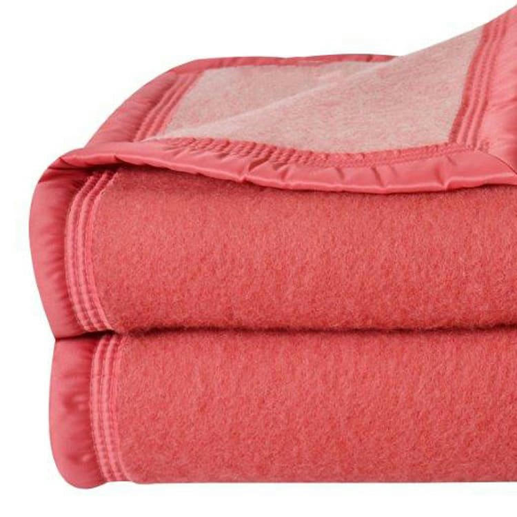 VOLTA500 - Couverture  laine woolmark double face vieux rose 180x240 cm