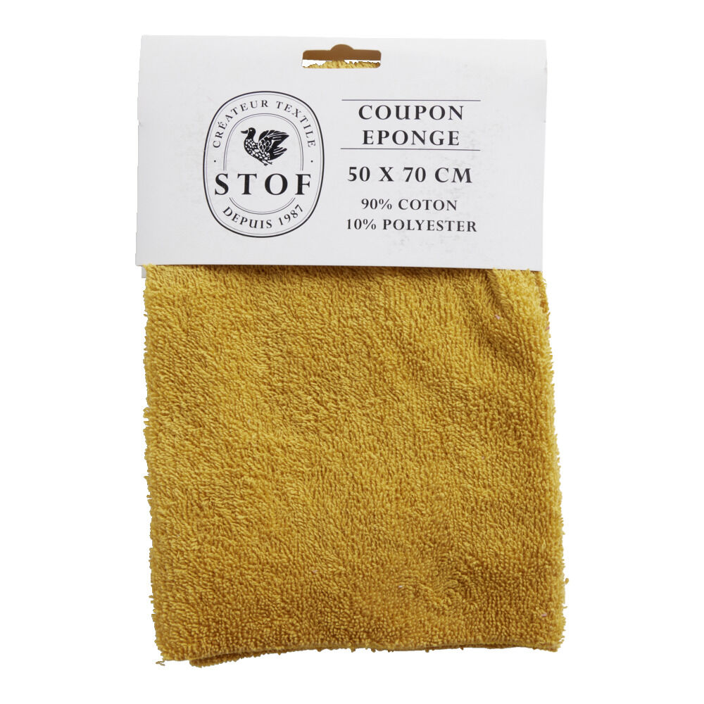 Coupon tissu coton éponge 50x70cm jaune moutarde