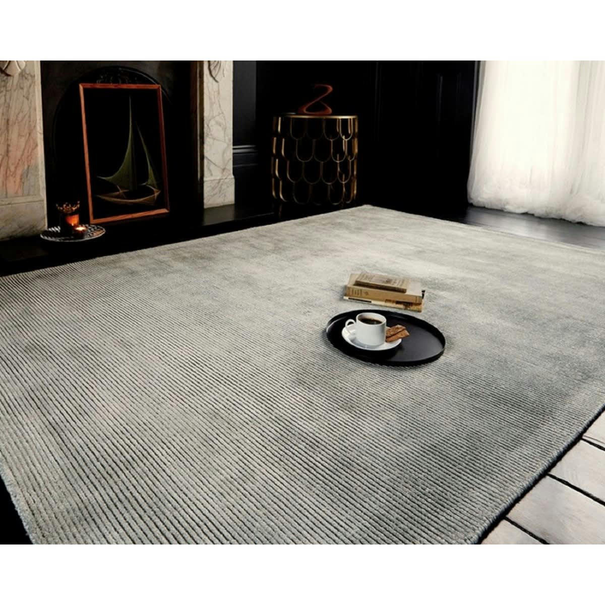 OKER - Tapis tissé main en Viscose Gris 100x150 cm