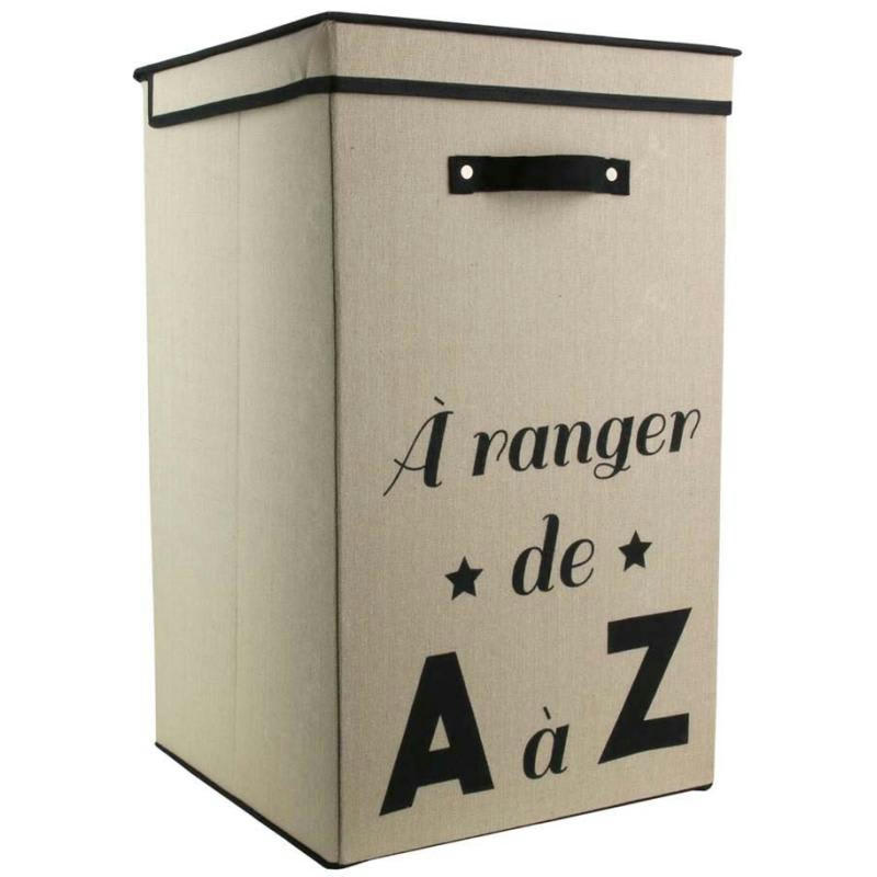 - Panier à linge pliable en tissu 70l famille beige