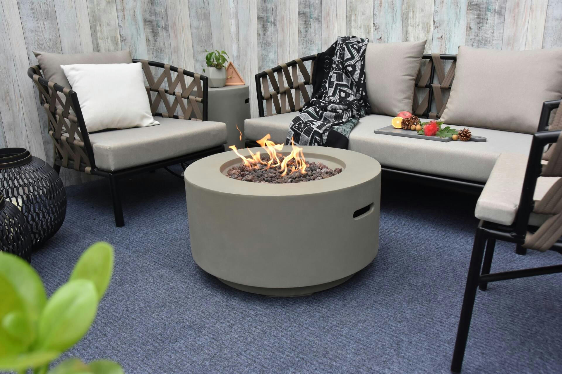 Modeno Waterford Propane Fueled Round Fire Table with PVC Cover, 40,000 BTUs