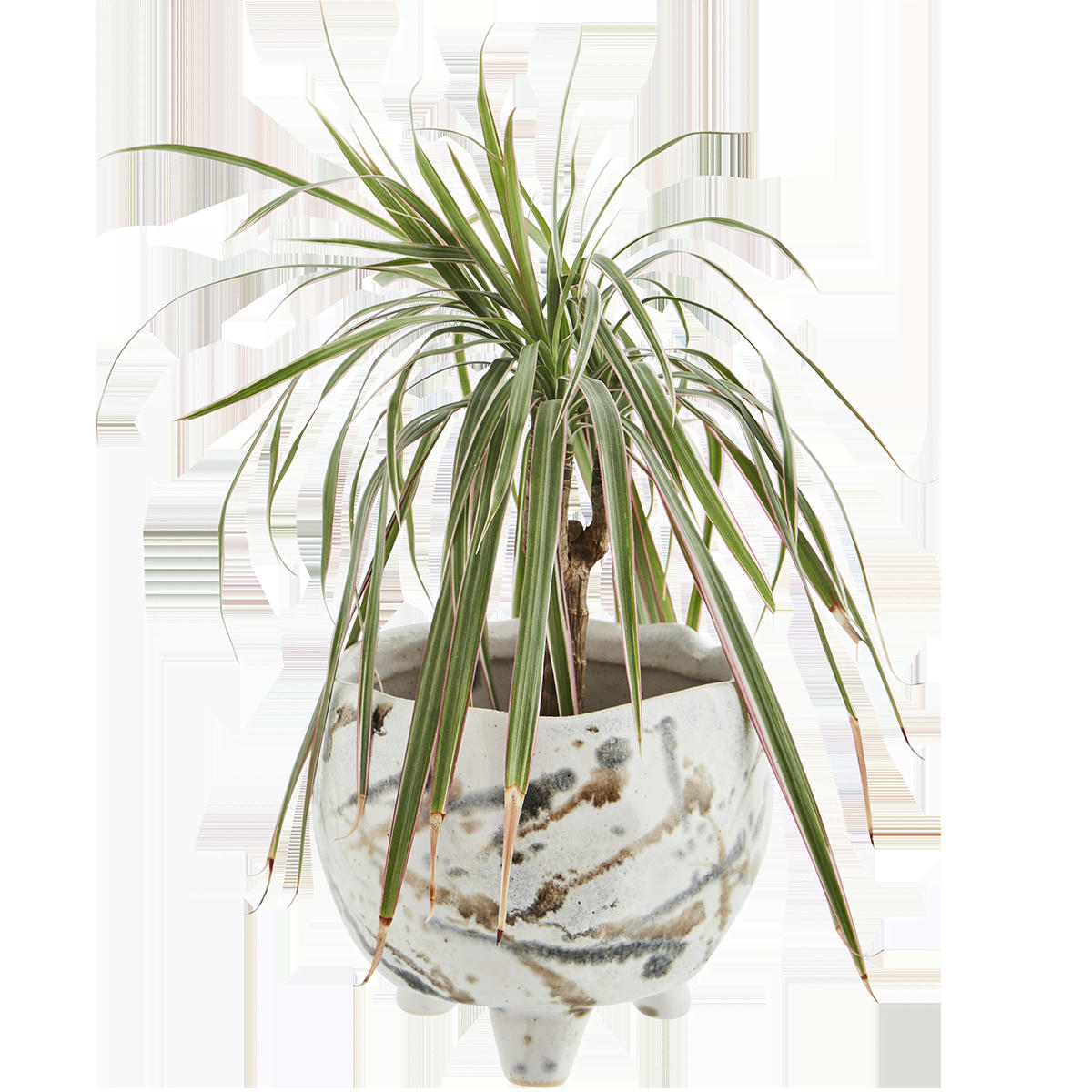 - Cache-Pot en grès blanc cassé taupe gris D12cm