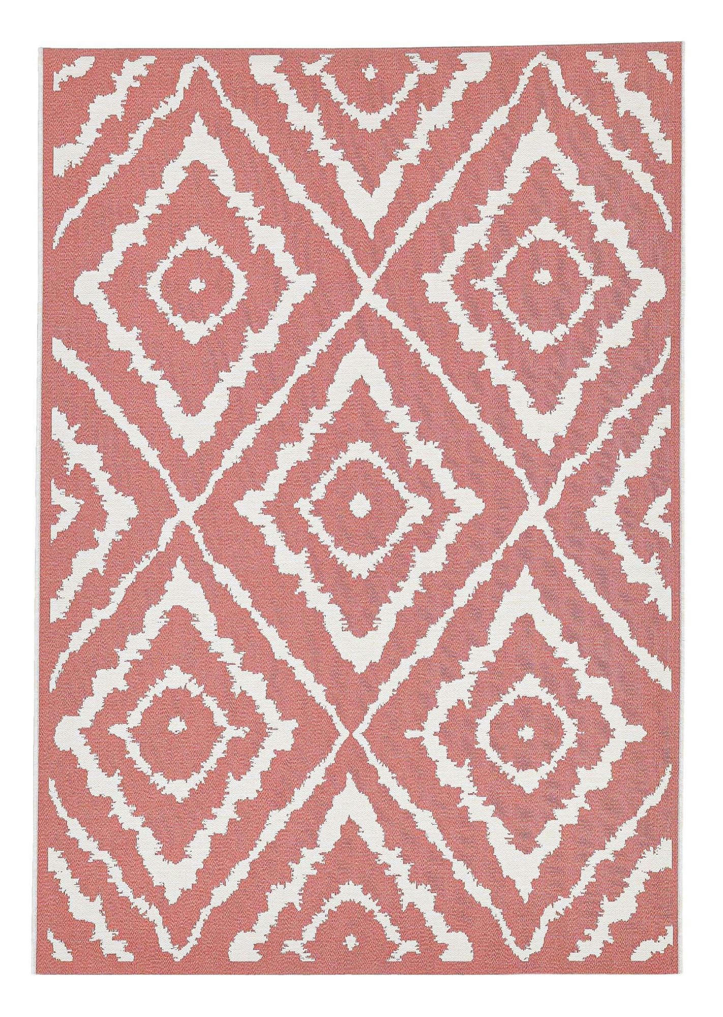 GARDEN - Tapis moderne outdoor d'extérieur tissé plat rose 70x120