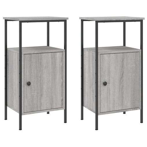 NNEVL Bedside Cabinets 2 pcs Grey Sonoma 41x31x80 cm Engineered Wood