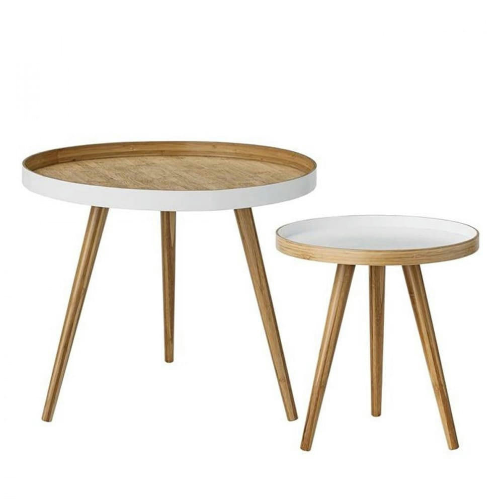 CAPPUCCINO - 2 tables d'appoint en bois bambou
