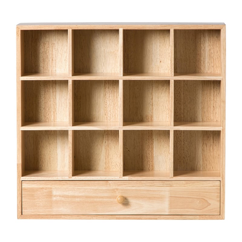 Wandkastje voor mokken met lade - bruin - 53x50x10 cm