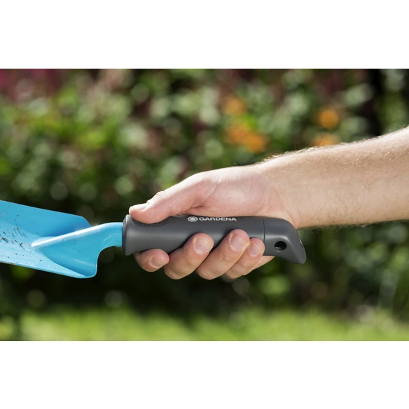 Blumenkelle, Arbeitsbreite: 8 cm, Stahl/Duroplast, türkis