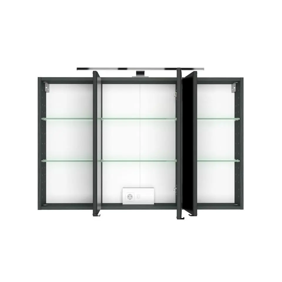 Spiegelkast Florent 120cm met 3 deuren & ledverlichting - grafiet