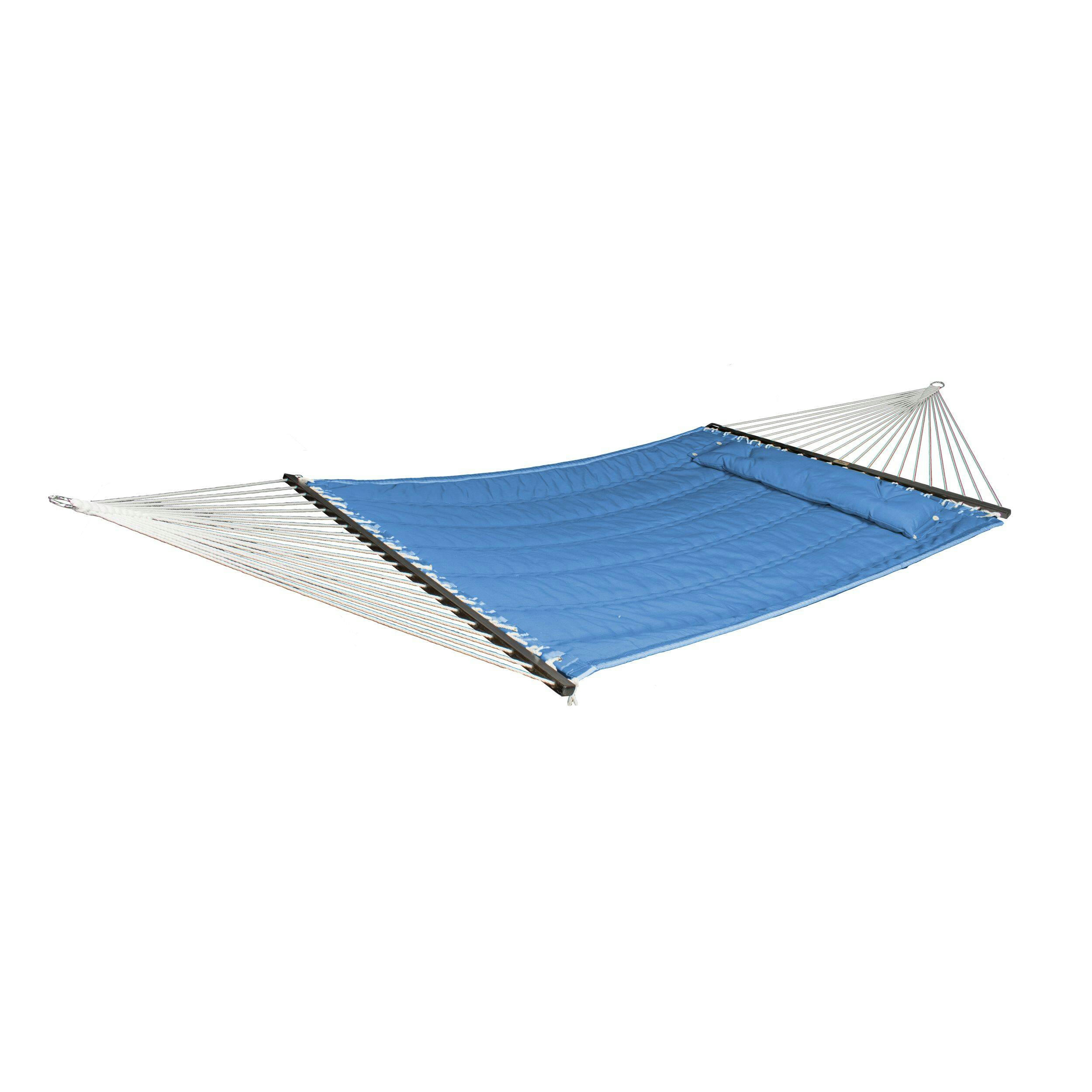 Bliss Hammocks Double Polyester Quilted Hammock w/ Pillow for Patio/Backyard, 55-in