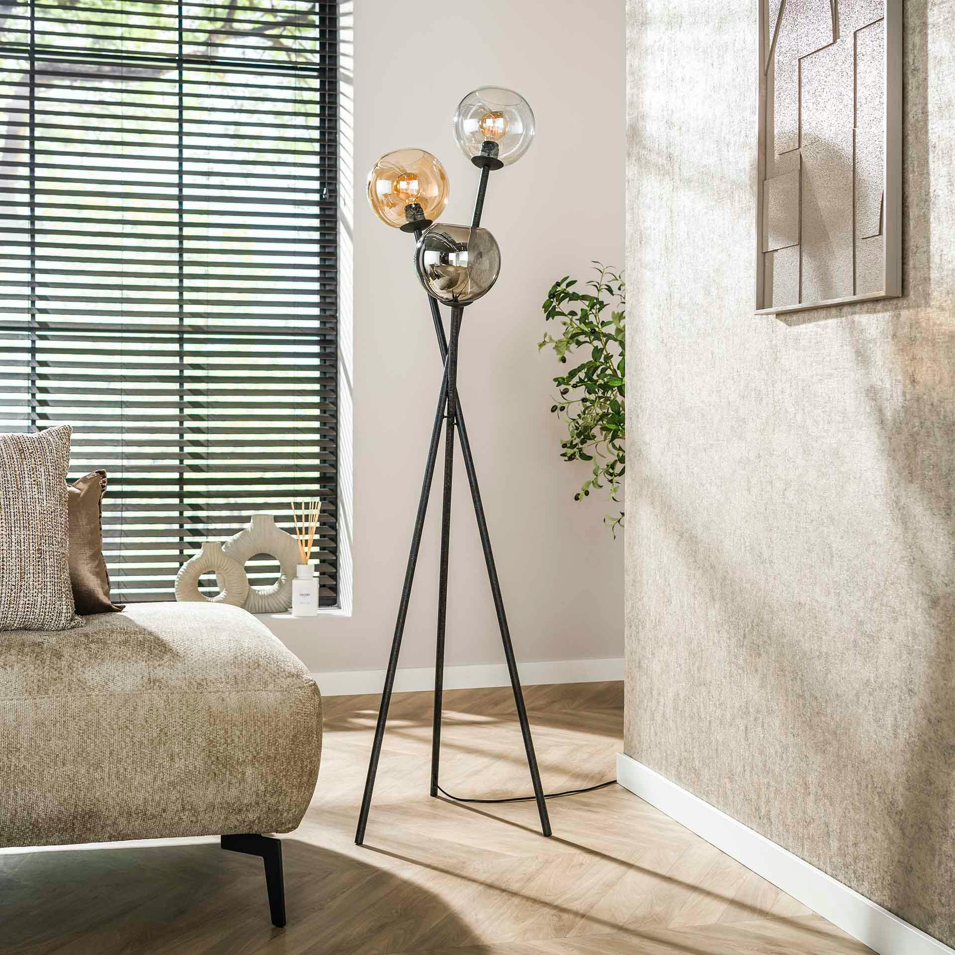 Lampadaire design en verre – torche 3 couleurs NIAGARA