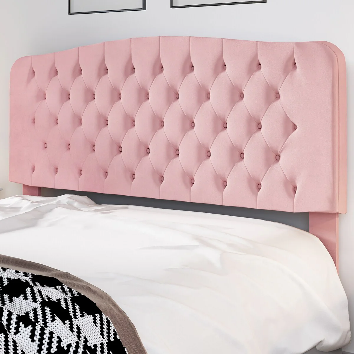 Adjustable Full/Queen Tufted Linen/Velvet Nailhead-trim Headboard